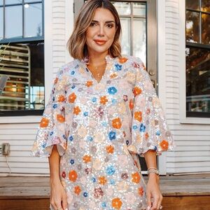 Buddy Love Multicolor Sequin Floral mini dress